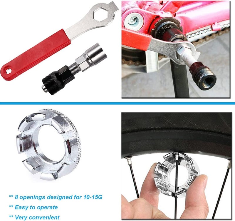 Kitbest Bike Repair Kit Bicycle Repair Bag with Tire Pump, Portable Tool Kit for Camping Travel, All in One Bike Repair Tool - Patches, Inflator, Maintenance Essentials, Safety Emergency Repair Toolkit - Image 4